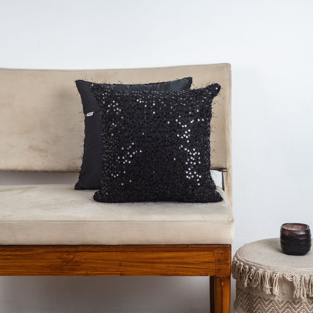 SequinWeave Antique Polyester Cushion Cover – 16x16 Inch Stylish Home Décor