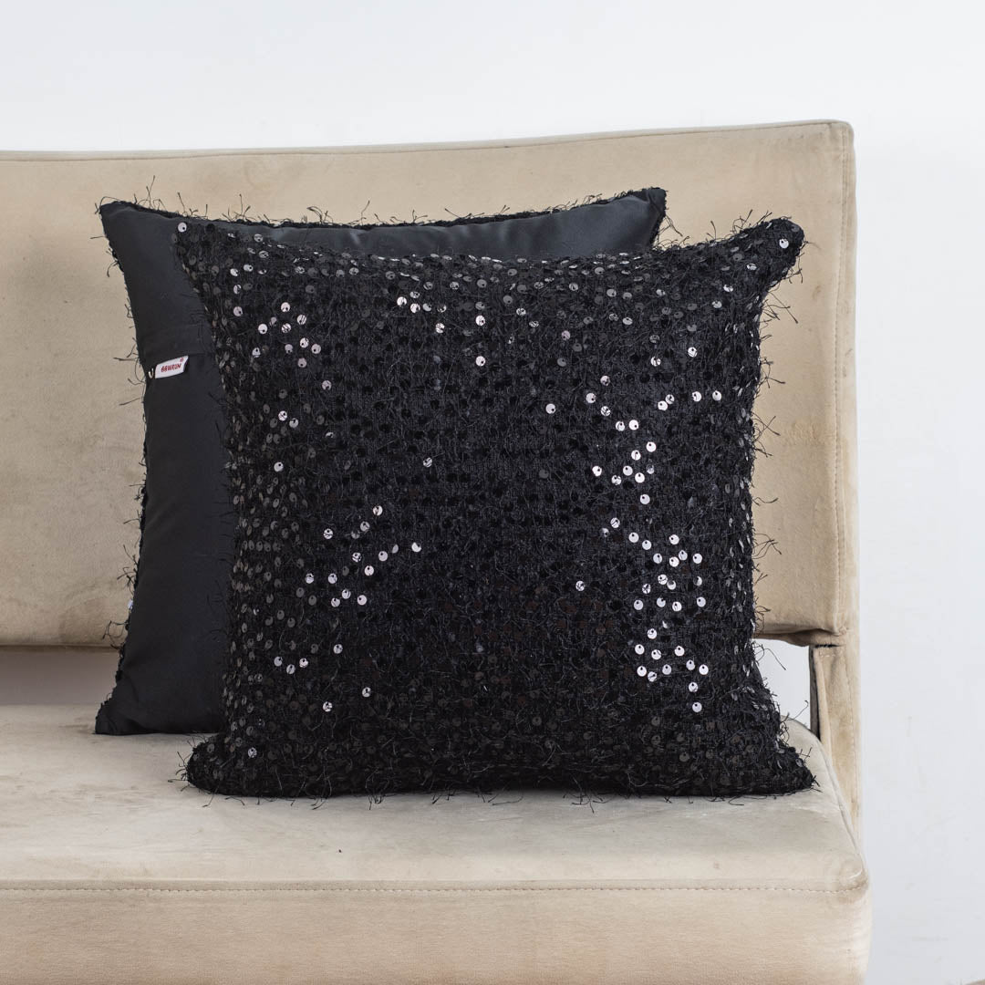SequinWeave Antique Polyester Cushion Cover – 16x16 Inch Stylish Home Décor