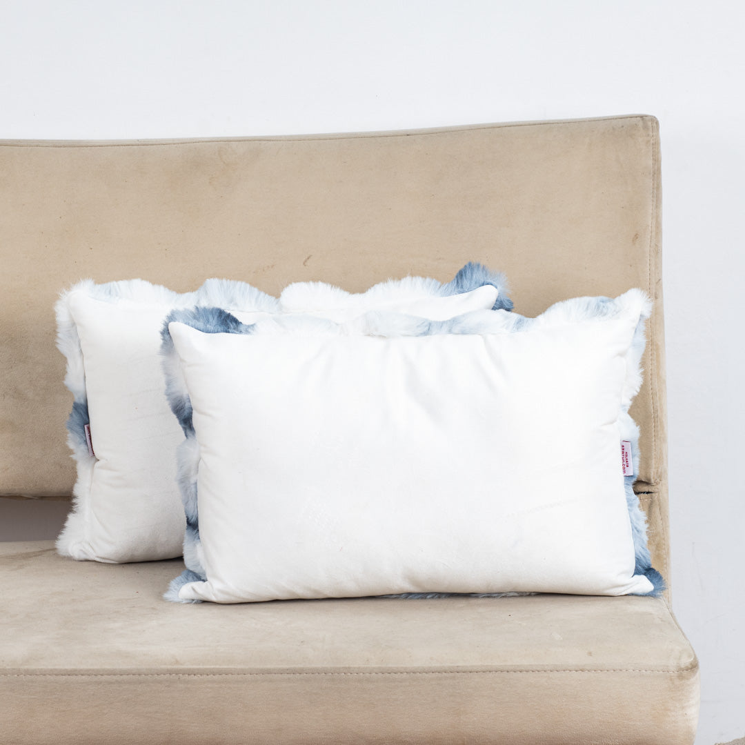 Velvet & Fur Tie-Dye Pom-Pom Cushion – 12×18"