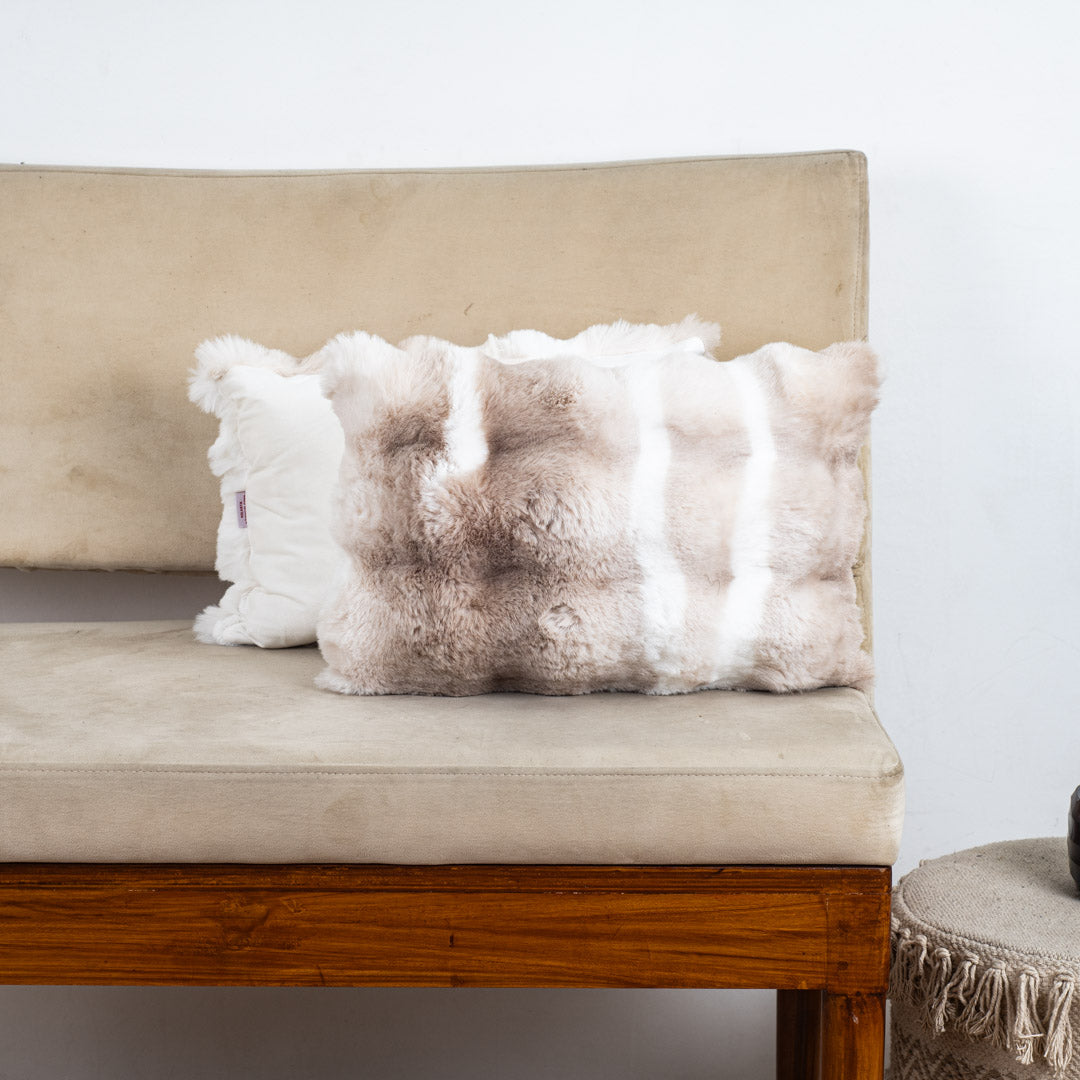 Velvet & Fur Tie-Dye Pom-Pom Cushion – 12×18"