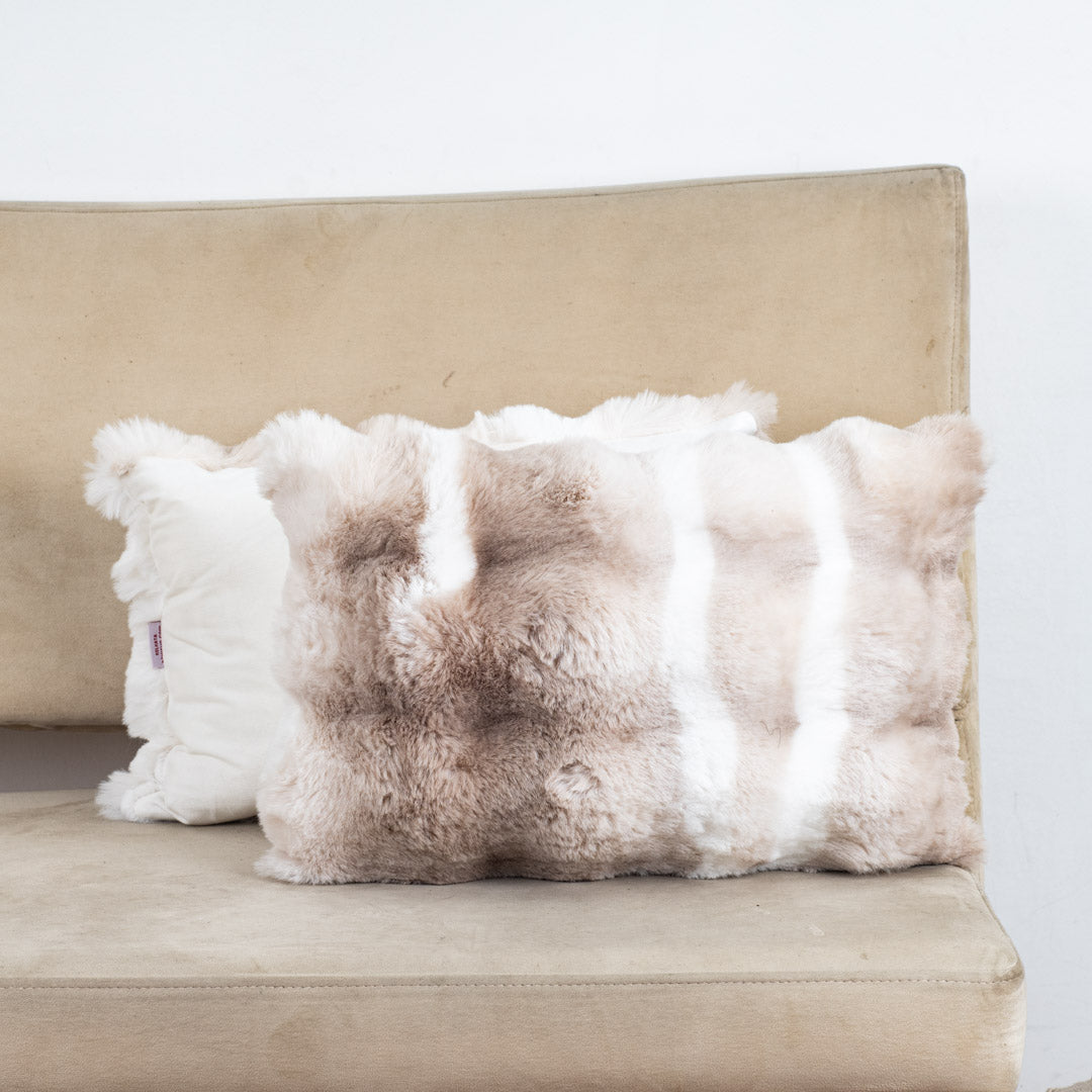 Velvet & Fur Tie-Dye Pom-Pom Cushion – 12×18"