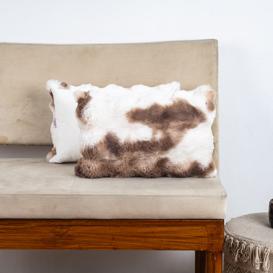 Velvet & Fur Tie-Dye Pom-Pom Cushion – 12×18"