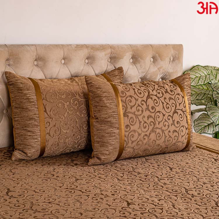 Brown Chennile King Size (100x108)-Inch With Abstract Self Design Bedcover Set (1+2)