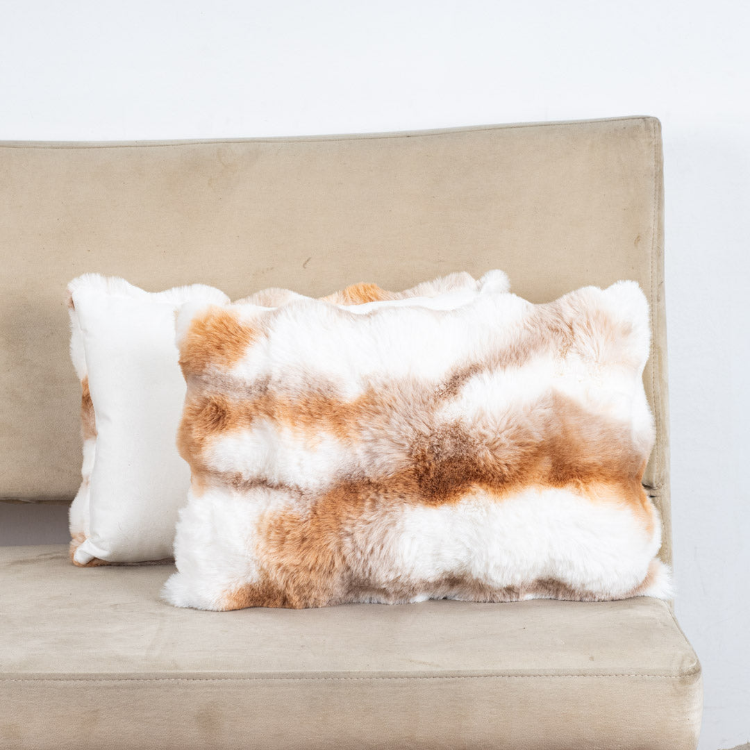 Velvet & Fur Tie-Dye Pom-Pom Cushion – 12×18"