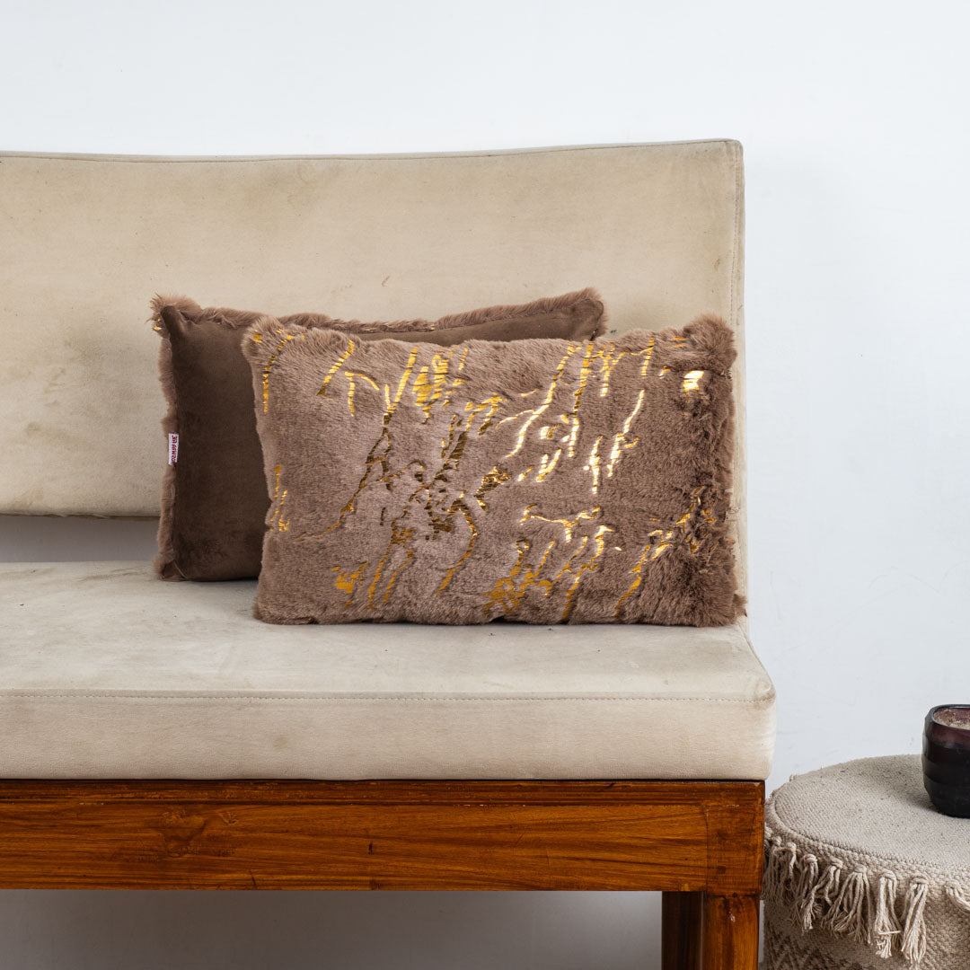 Velvet & Fur Foil Print Cushion – 12X18&