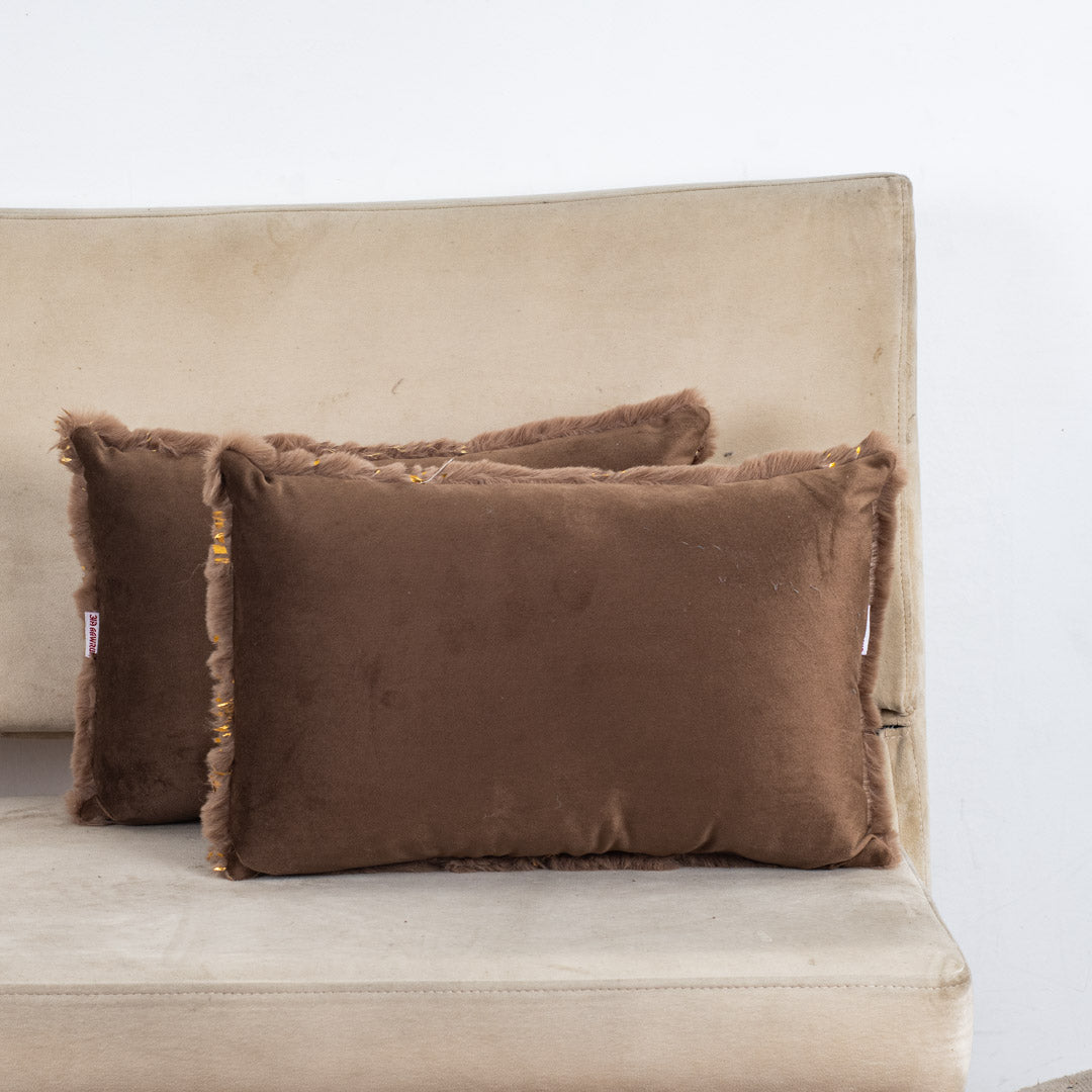 Velvet & Fur Foil Print Cushion – 12X18&