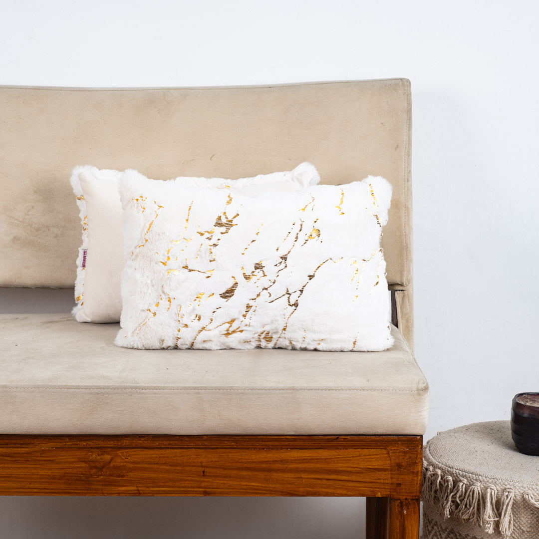 Velvet & Fur Foil Print Cushion – 12X18&