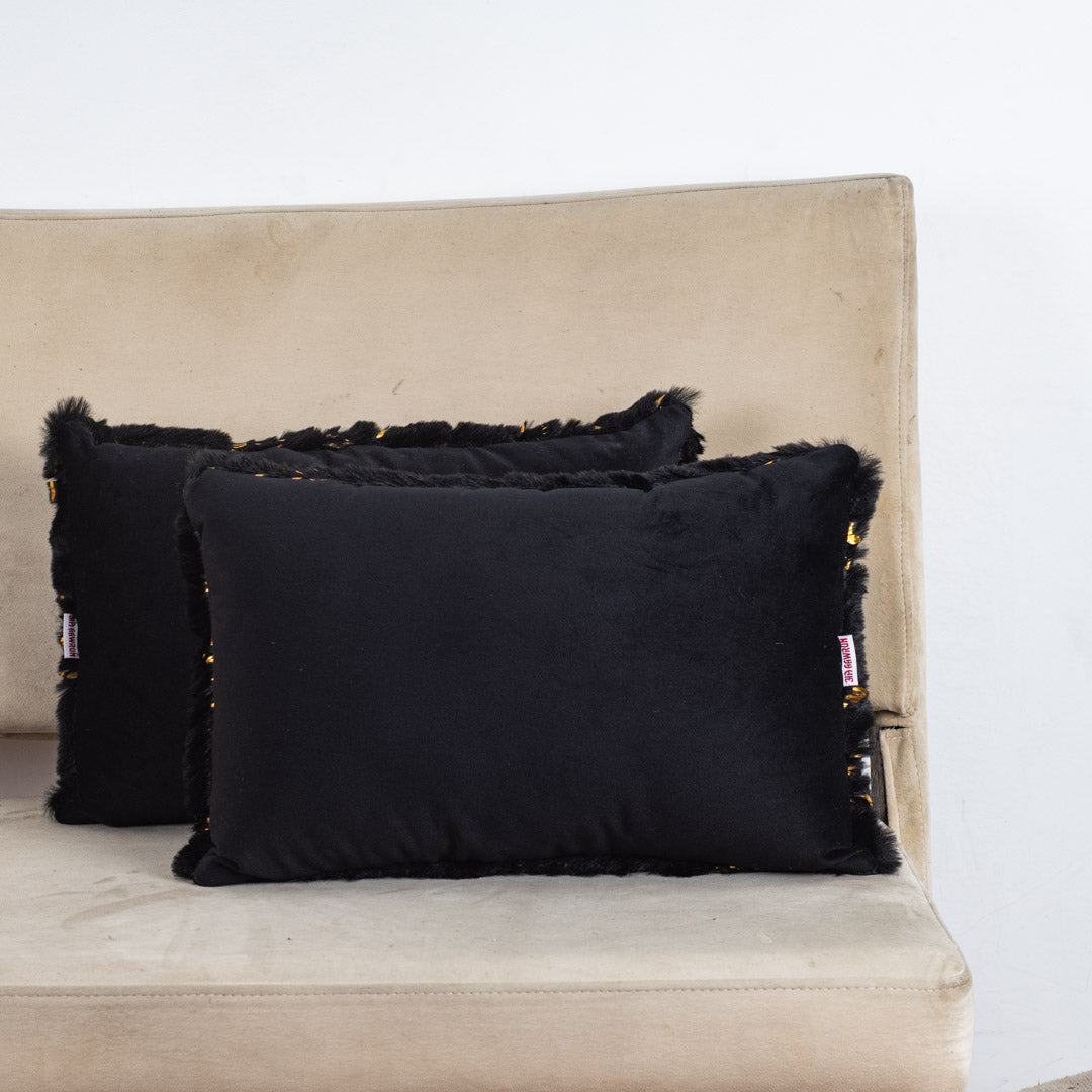 Velvet & Fur Foil Print Cushion – 12X18&