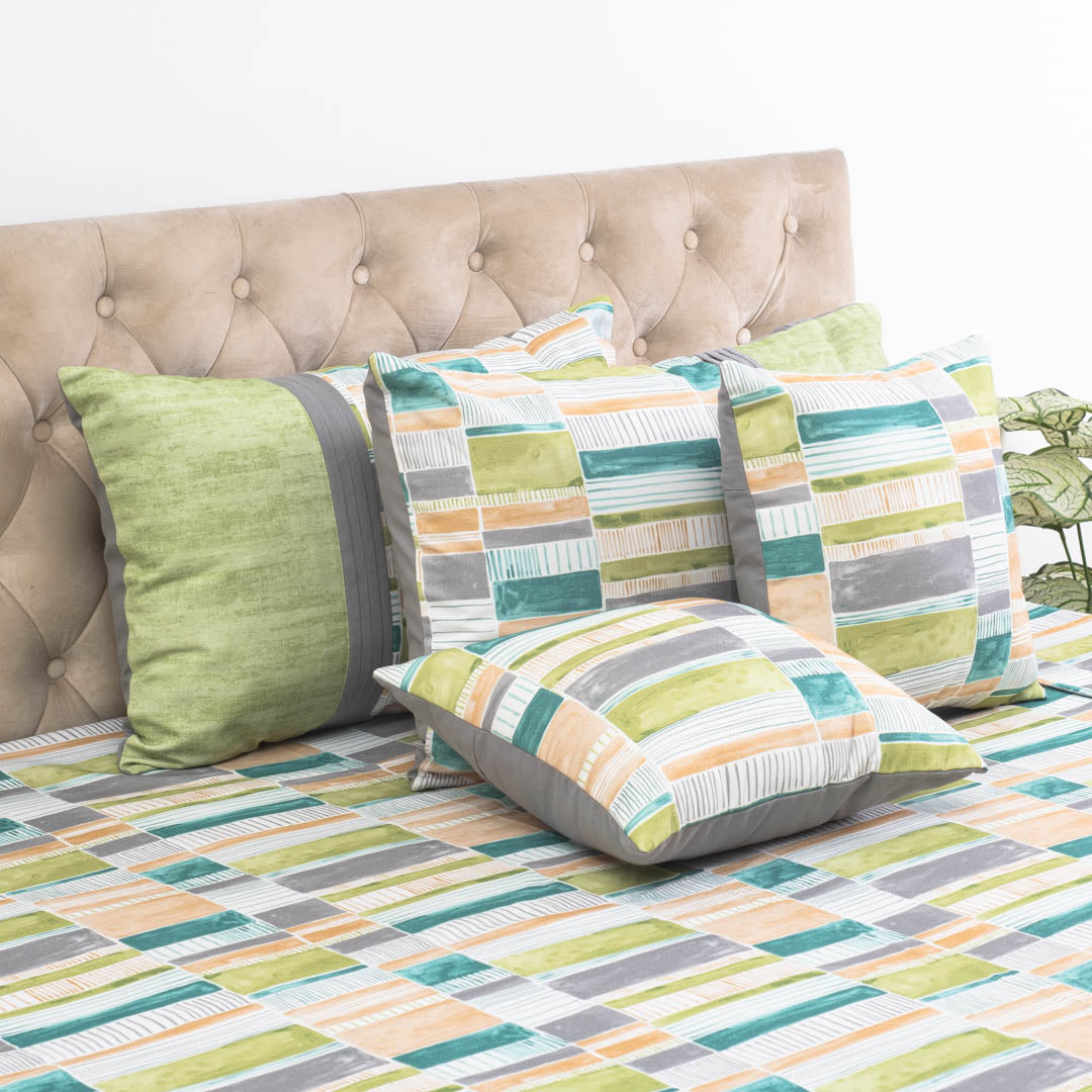 Premium Geometric Cotton Bedspread – 108×108″ | Design 2