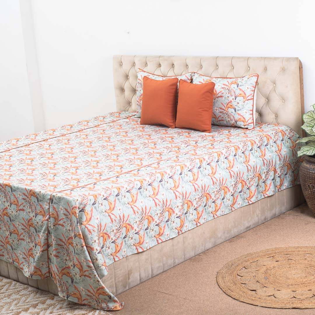 Floral Canopy Luxe Cotton Bedspread – 108×108″ | Design 8