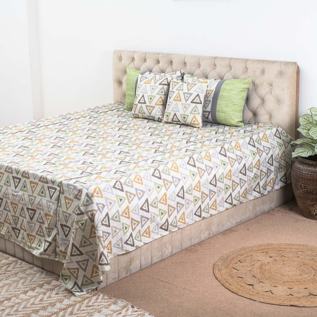 Earthline Geometry Luxury Cotton Bedspread – 108×108″ | Design 13