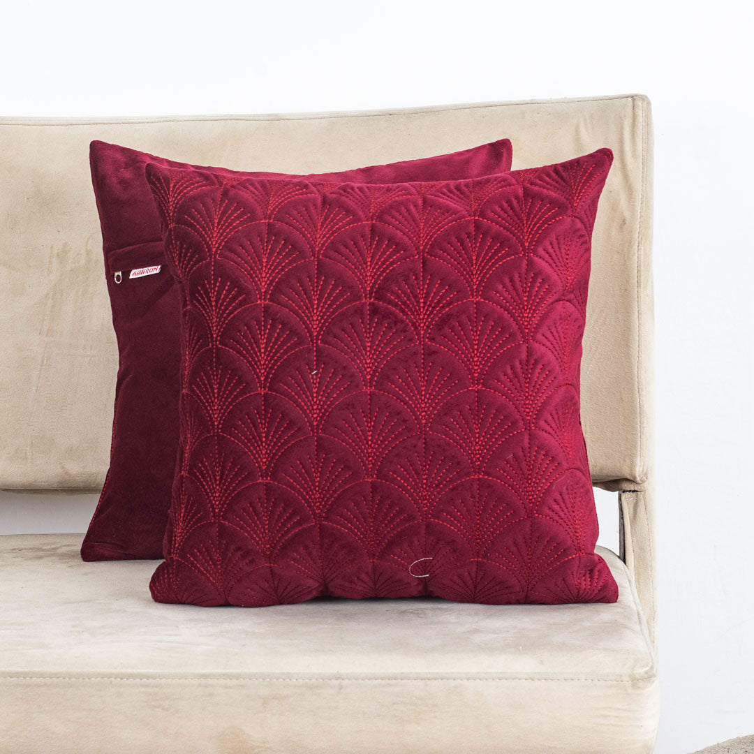 Premium self Embossed Leaf Design Cushion Cover