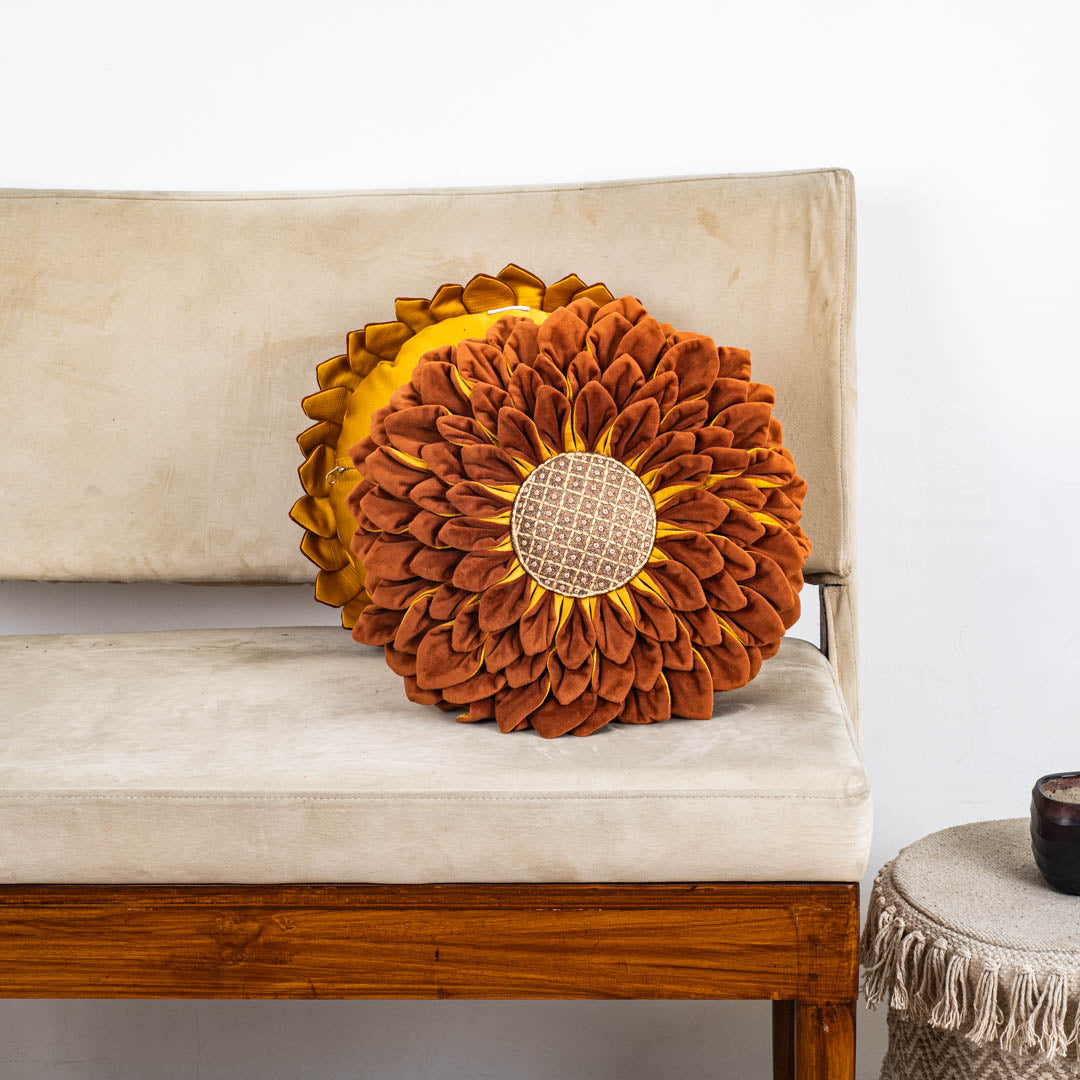 Luxe Velvet Sunflower Cushion Cover