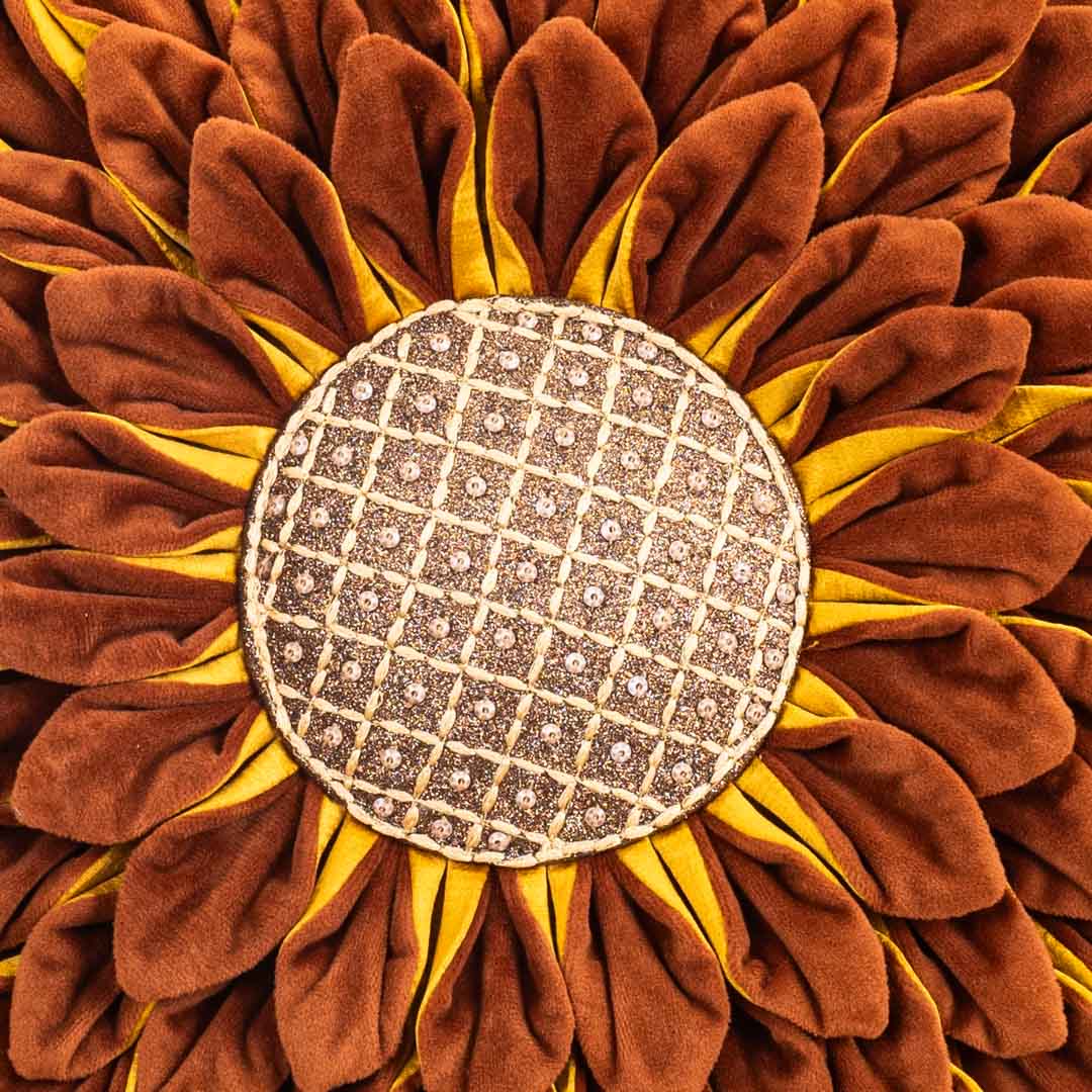 Luxe Velvet Sunflower Cushion Cover