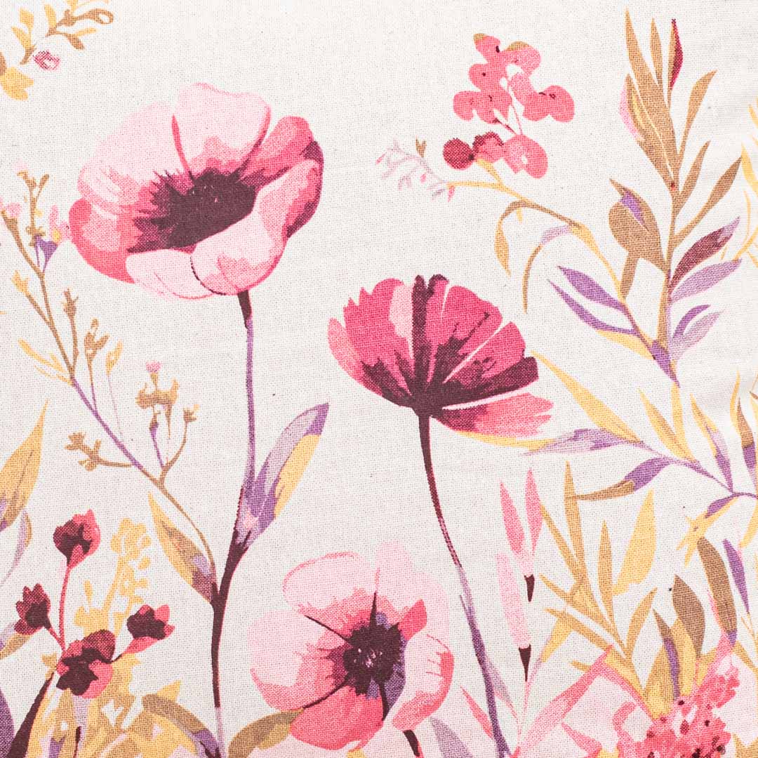 Blush Meadow Floral Cotton Cushion Cover – 16×16″ | Design 3