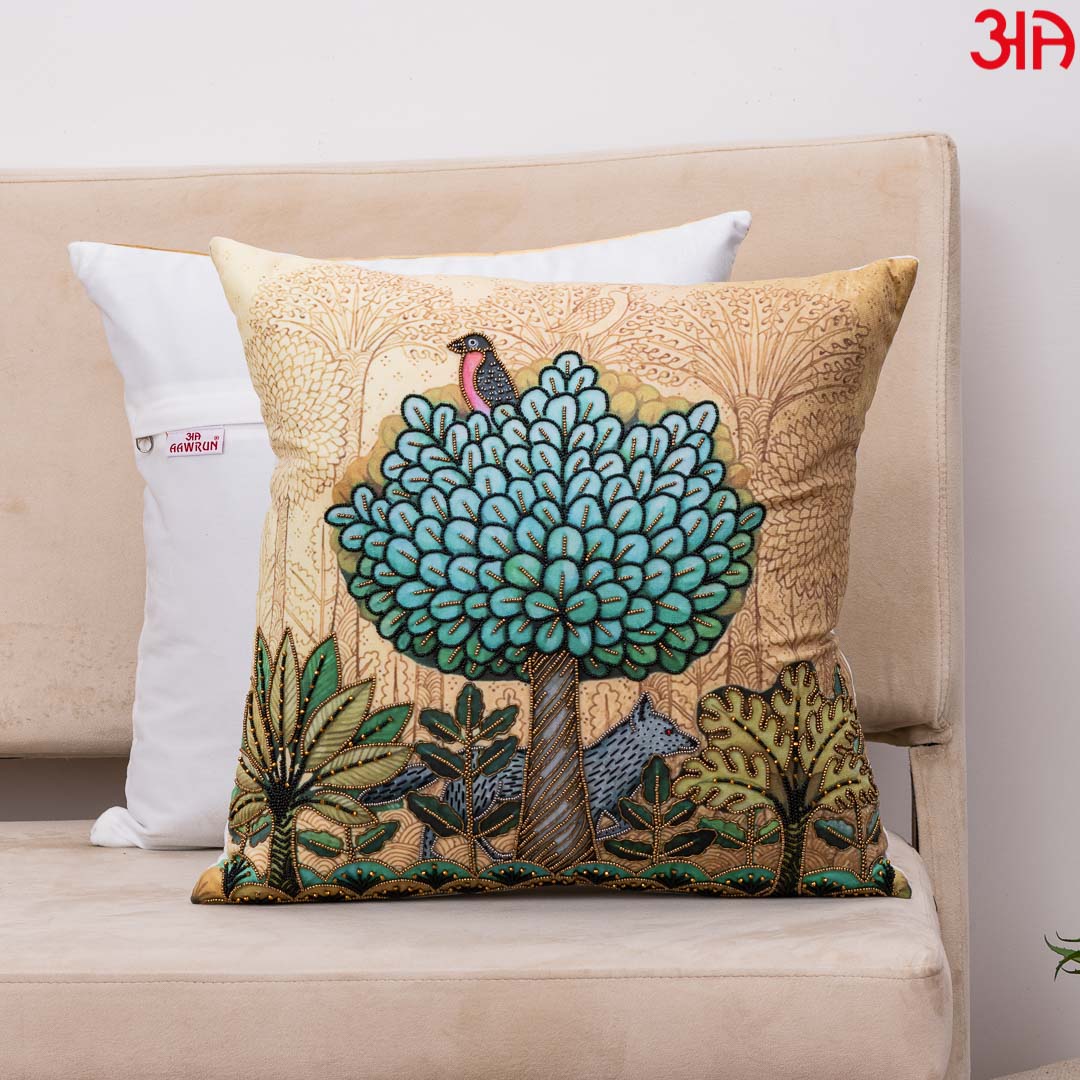 Rain Forest Design Velvet Cushion Cover