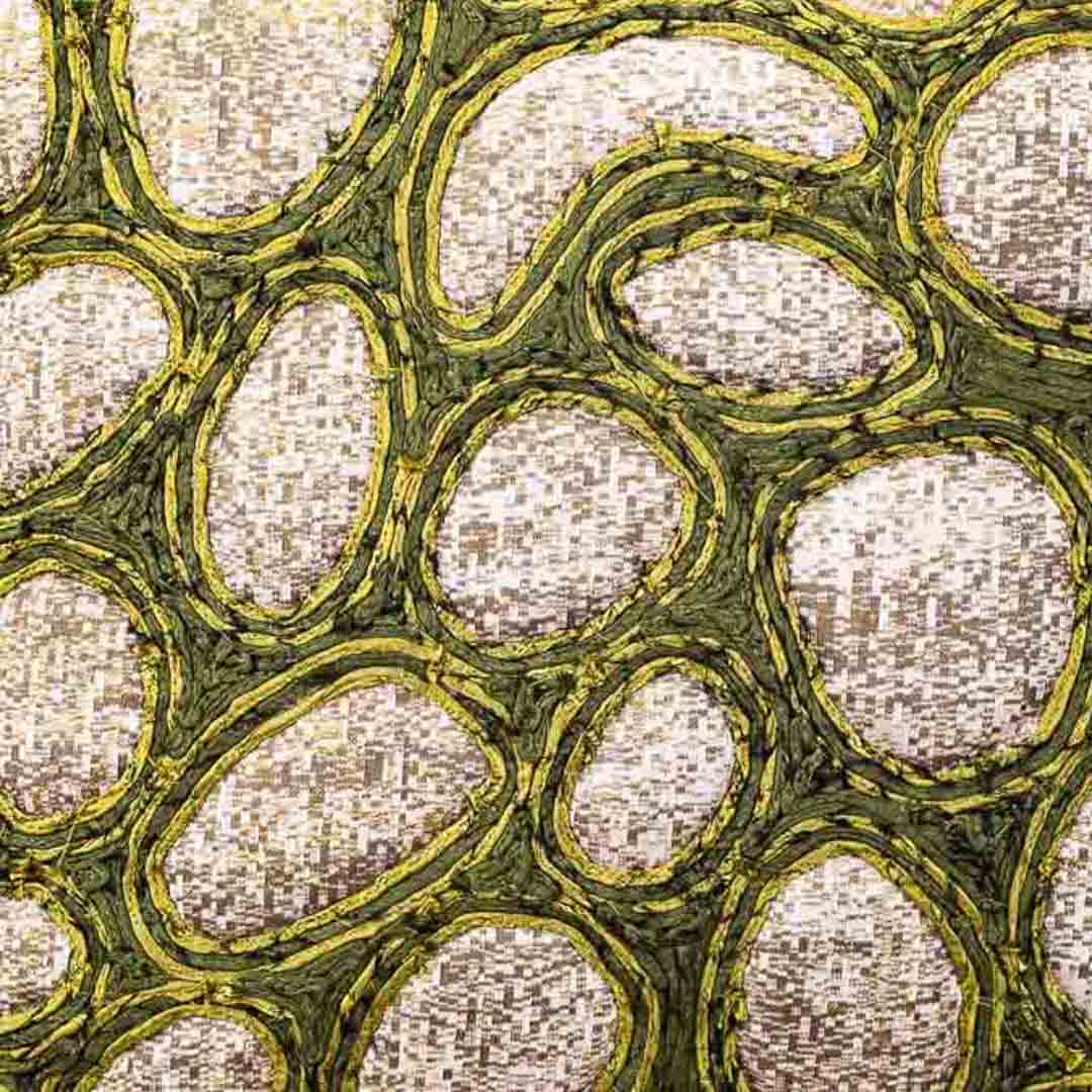 Artistic 16x16" Square Cushion Cover in Green Taffeta & Polyester Jacquard