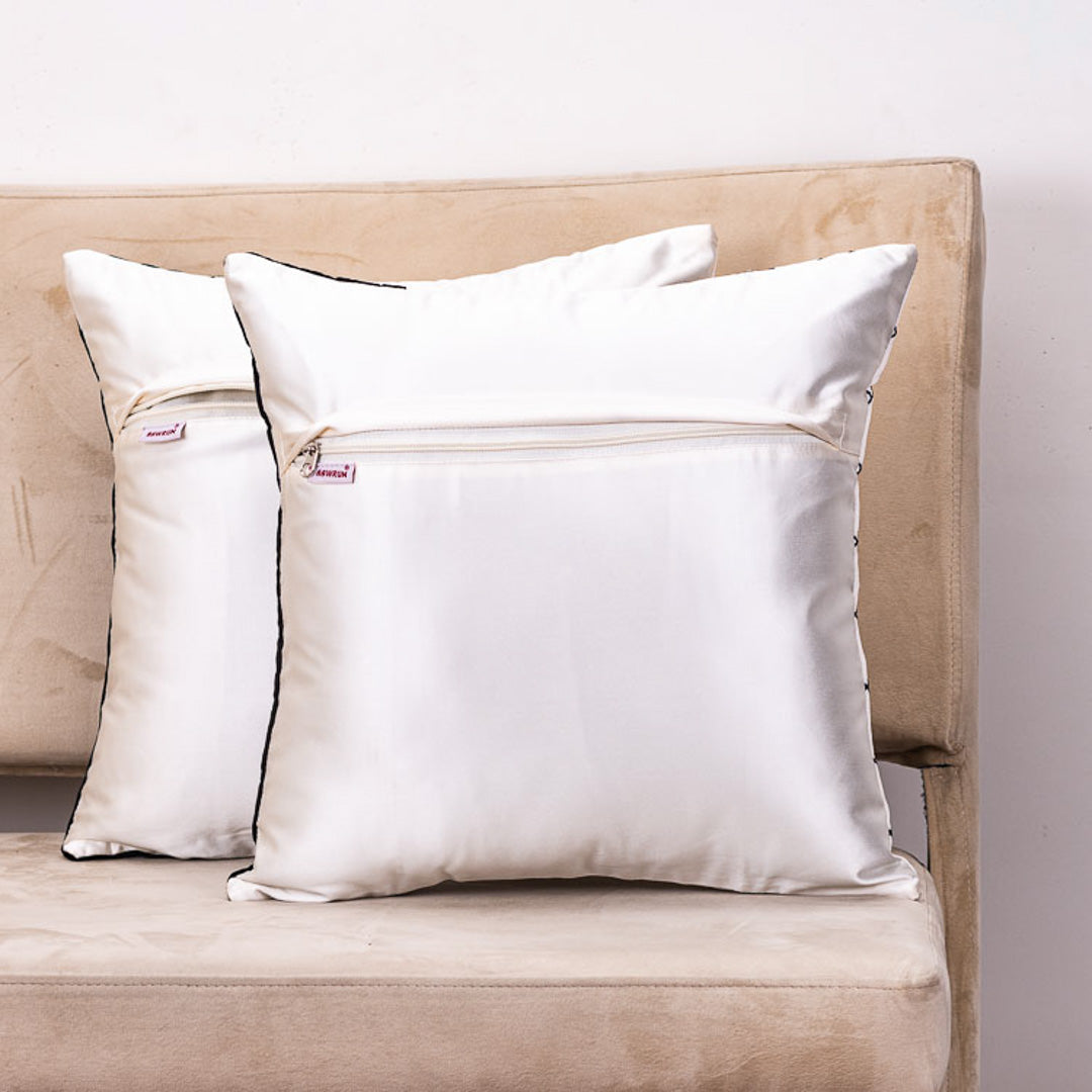 Modern Geometric 16x16 Satin Cushion Cover in Black and White
