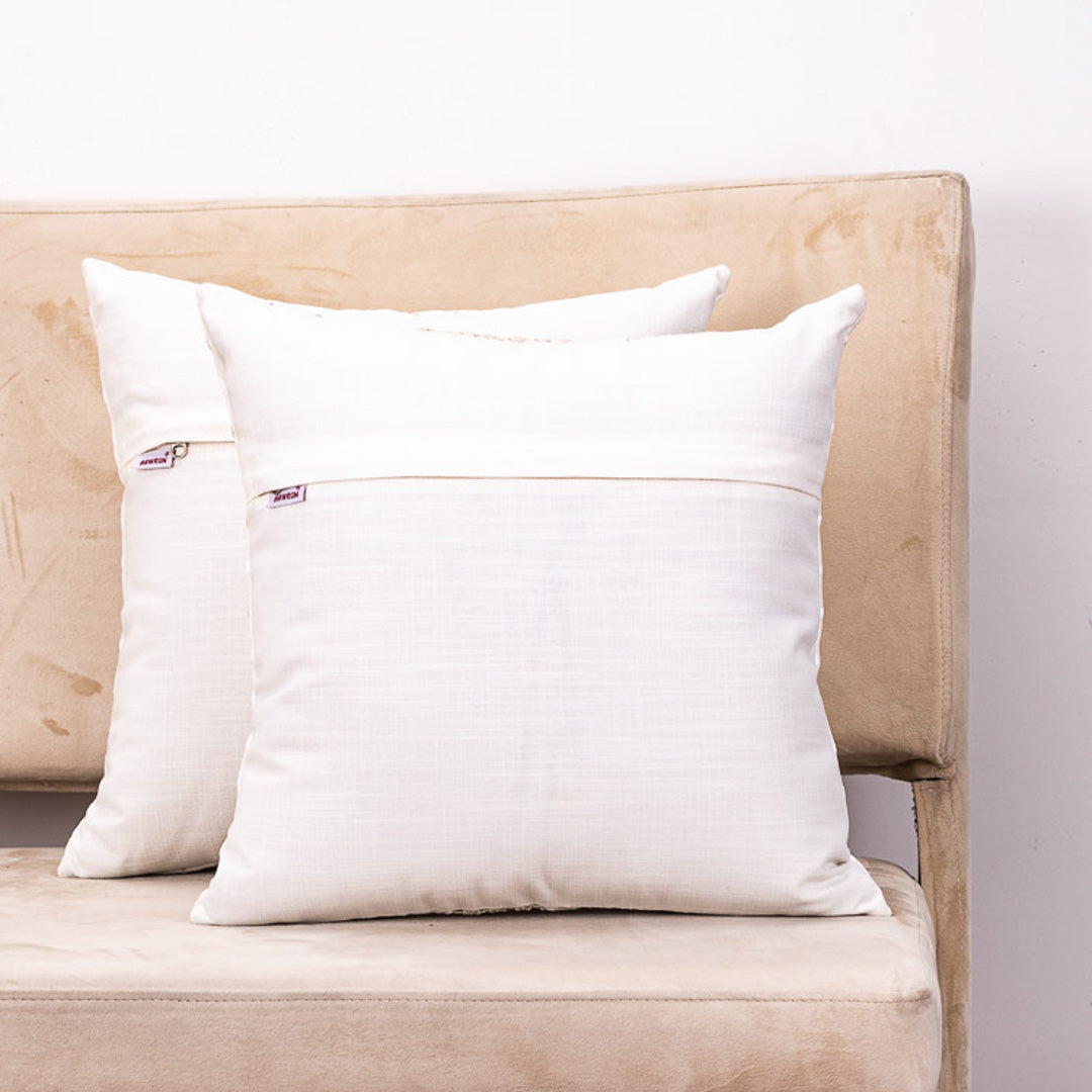 Premium 16x16" Cream Cotton Embroidered Cushion Cover