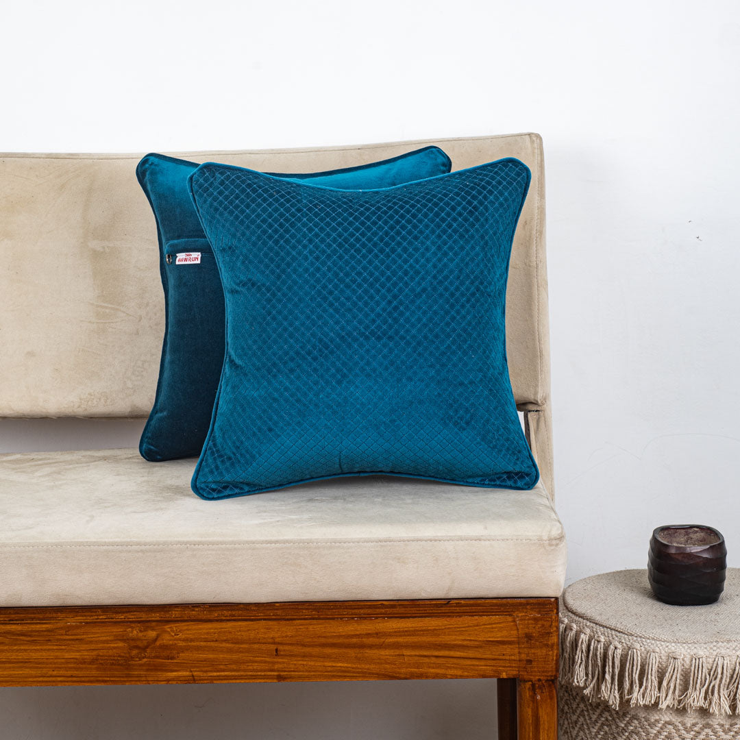 Diamond Stitch Velvet Cushion – 16 × 16 in