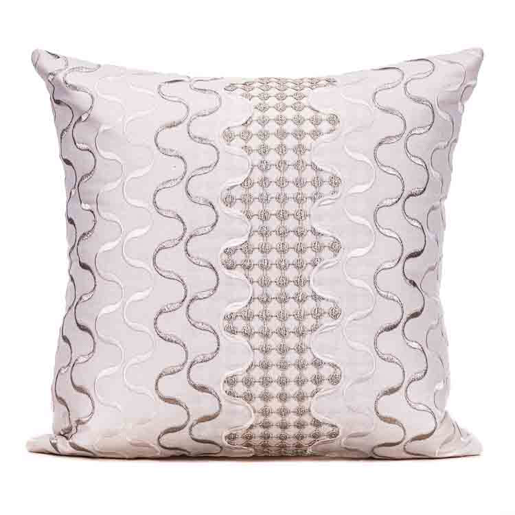Premium 16x16" Cream Cotton Embroidered Cushion Cover