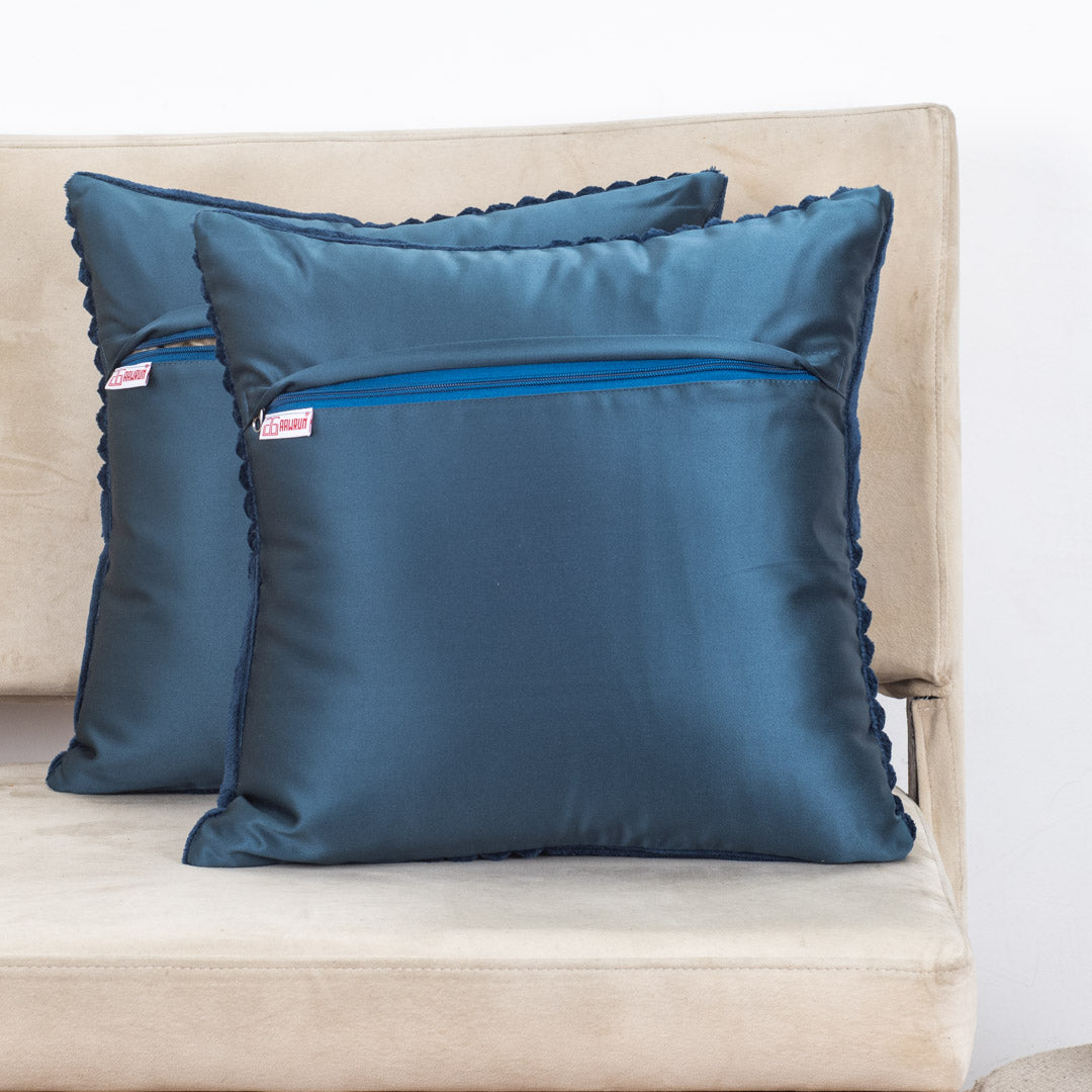 Premium Panelled China Velvet Cushion – Mustard – 16×16″