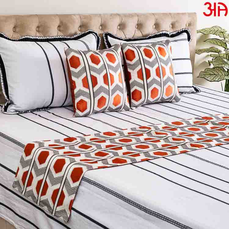 EMB Bed Runner Set (16x84 & 16x16) Inch