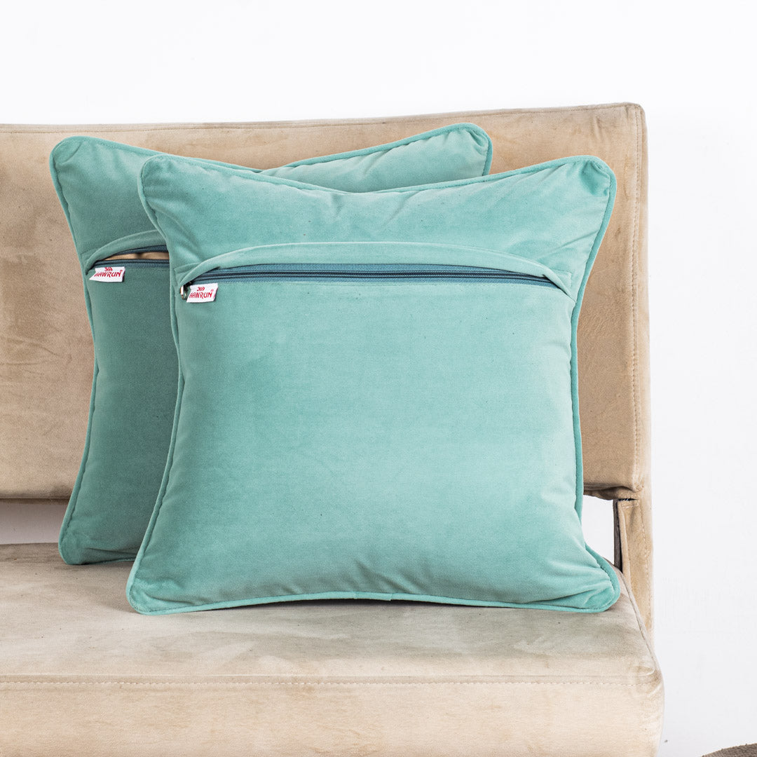 Botanical Bloom Velvet Cushion Cover – 16×16″