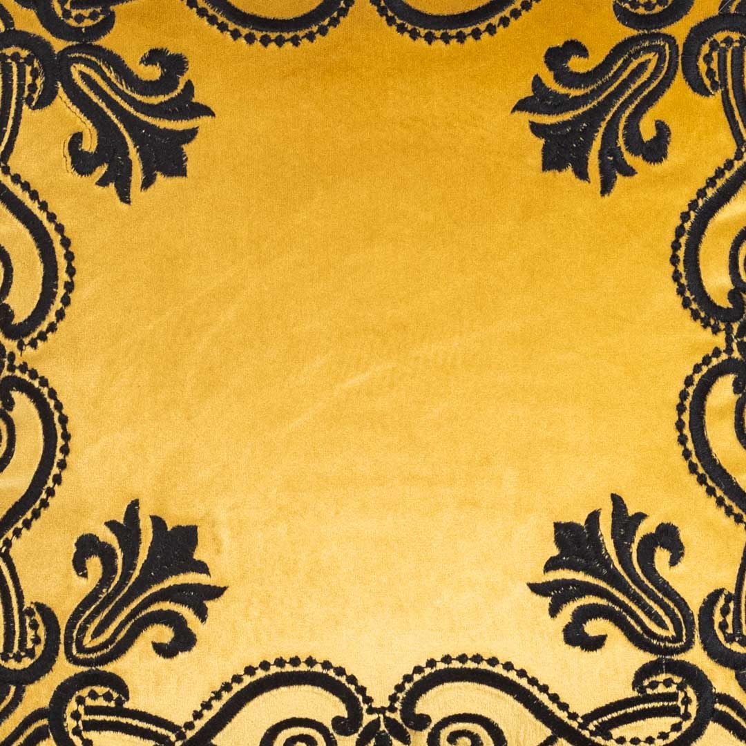 Yellow Heritage Frame Embroidered Velvet Cushion Cover – 16×16″