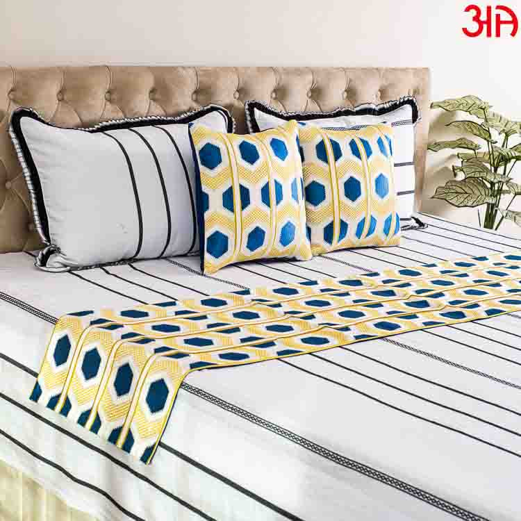EMB Bed Runner Set (16x84 & 16x16) Inch