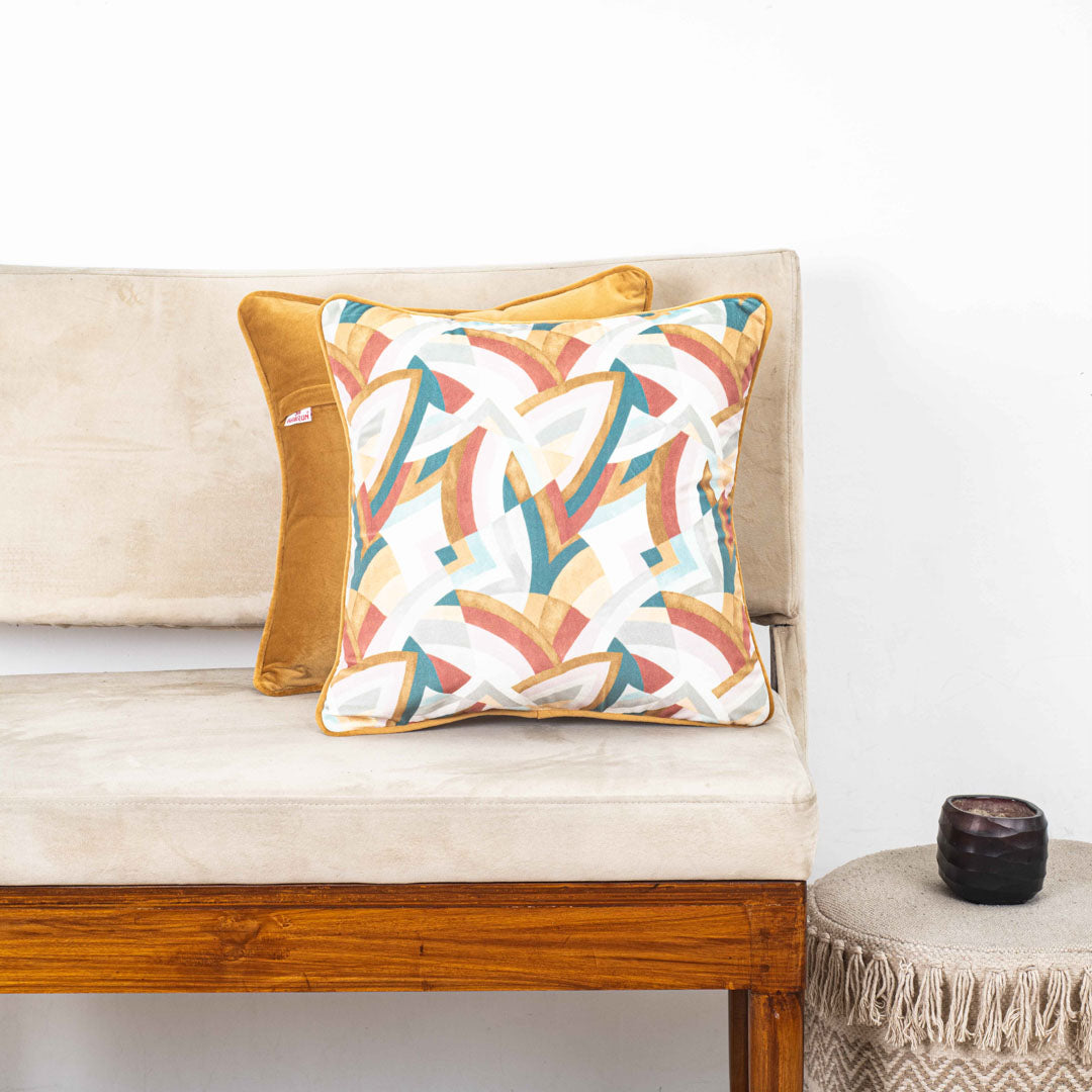 Multicolor Abstract Geometric Velvet Cushion Cover Dgn-21