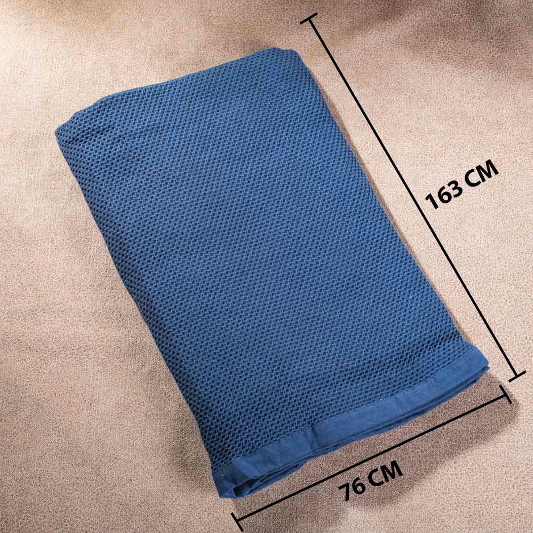 Deep Blue Textured Cotton Bath Towel – 76 × 163 cm