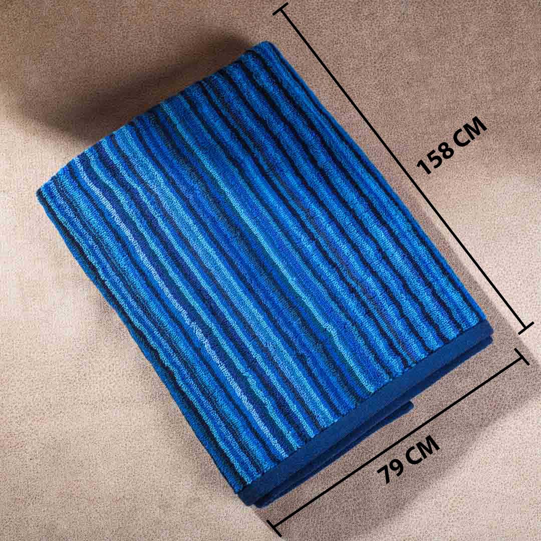 Deep Ocean Stripe Cotton Bath Towel – 79 × 158 cm-SHADE-3