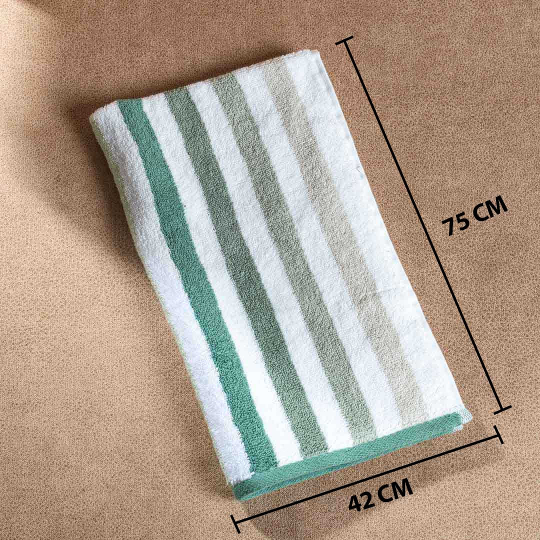Soft Touch Sage Stripe Cotton Towel – 42 × 75 cm - DGN-1
