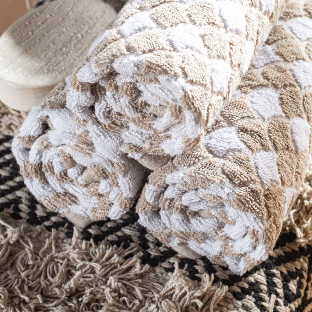 Beige Mosaic Texture Cotton Towel – 42 × 75 cm-DGN-2