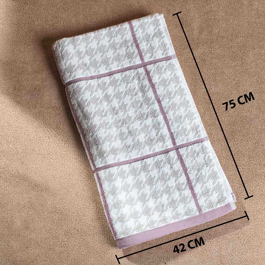 Soft Mauve Grid Cotton Towel – 42 × 75 cm DGN-3