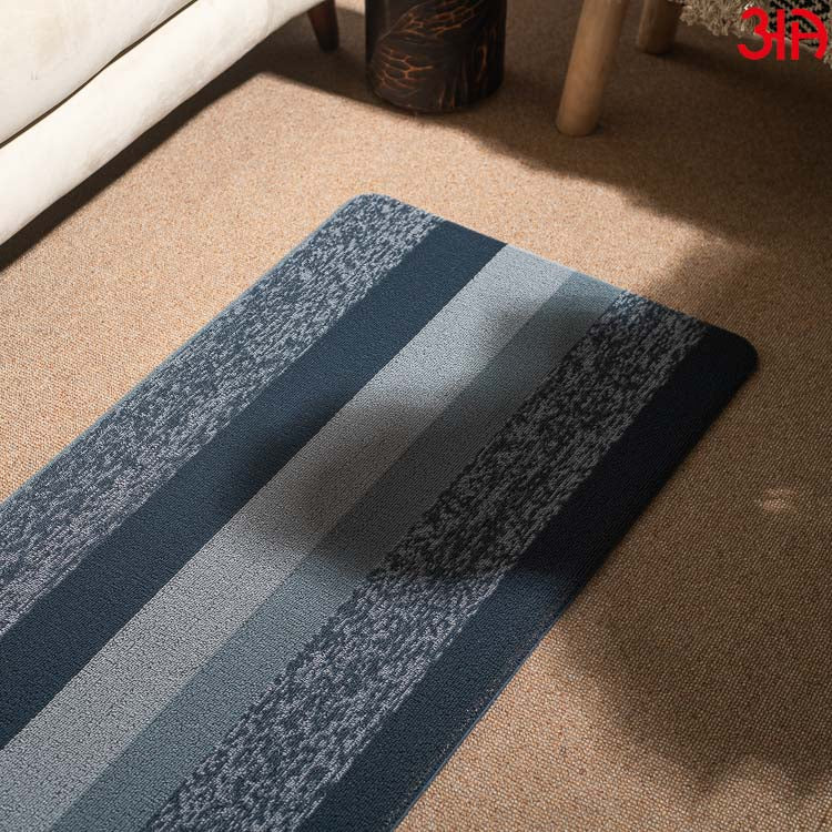 Blue Hoopla stripe Pvc Front Anti Skid Mat (51x99) CM