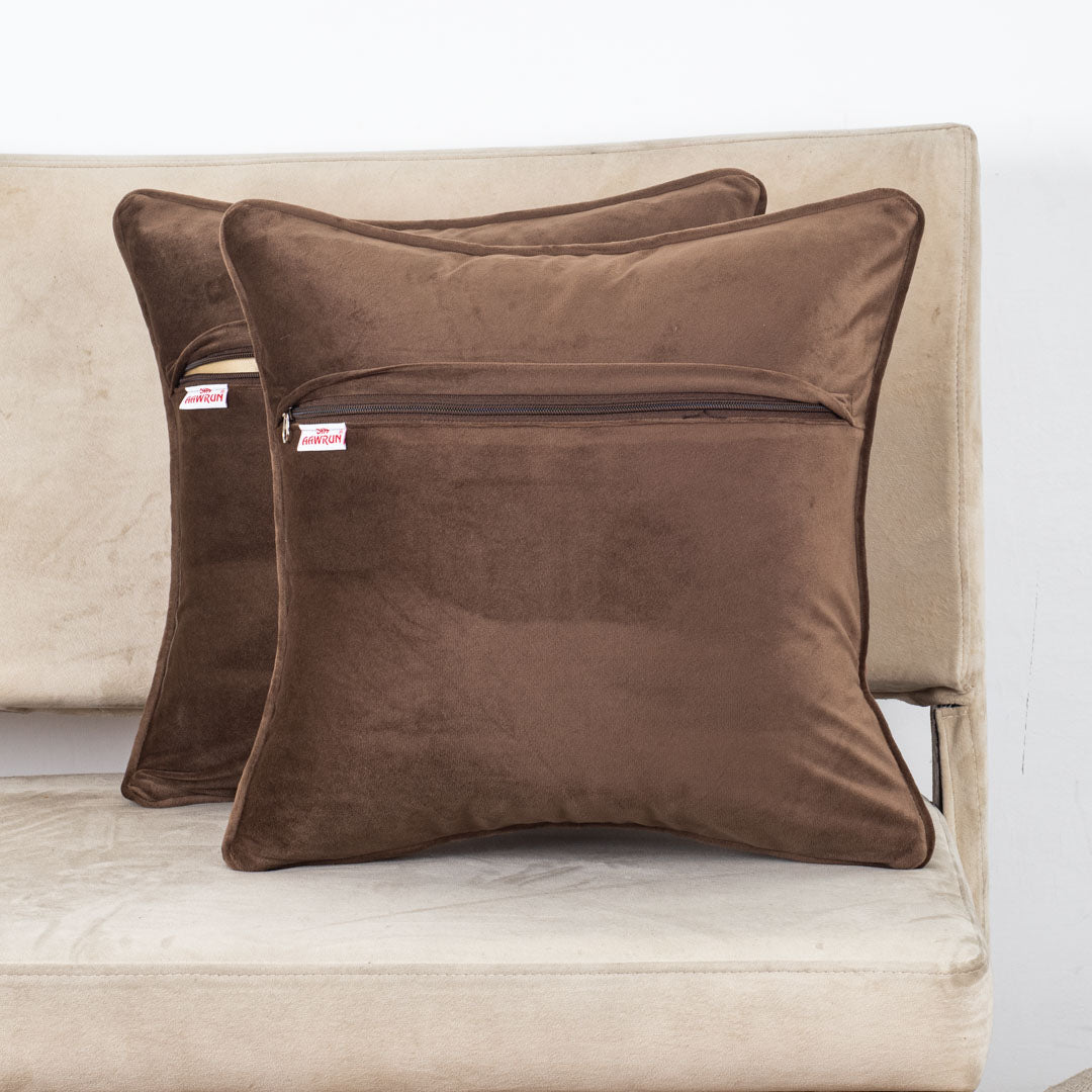 Rust Ikat Chevron Velvet Cushion – 16 × 16 in Dgn-28