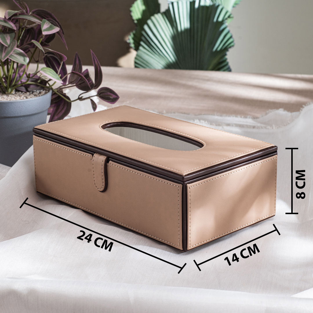 Vegan Leather Tissue Box Holder – 24 × 14 × 8 cm DGN-25