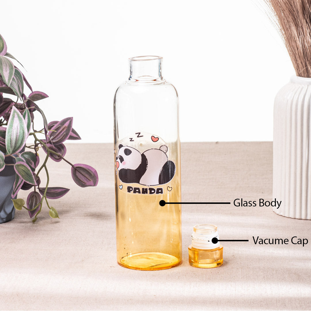Golden Panda Edition Glass Bottle – 500ml (23×6.5 cm)