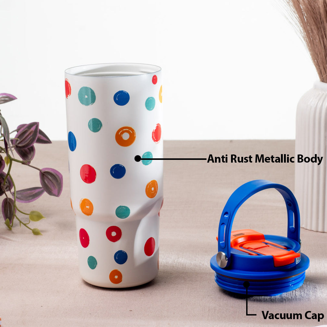 Vogue Matte Polka Dot Anti-Rust Metallic Tumbler – 800ml-22×8 cm