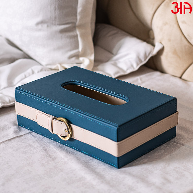 Buckle Design Leather Tissue Box (24x14x8)CM
