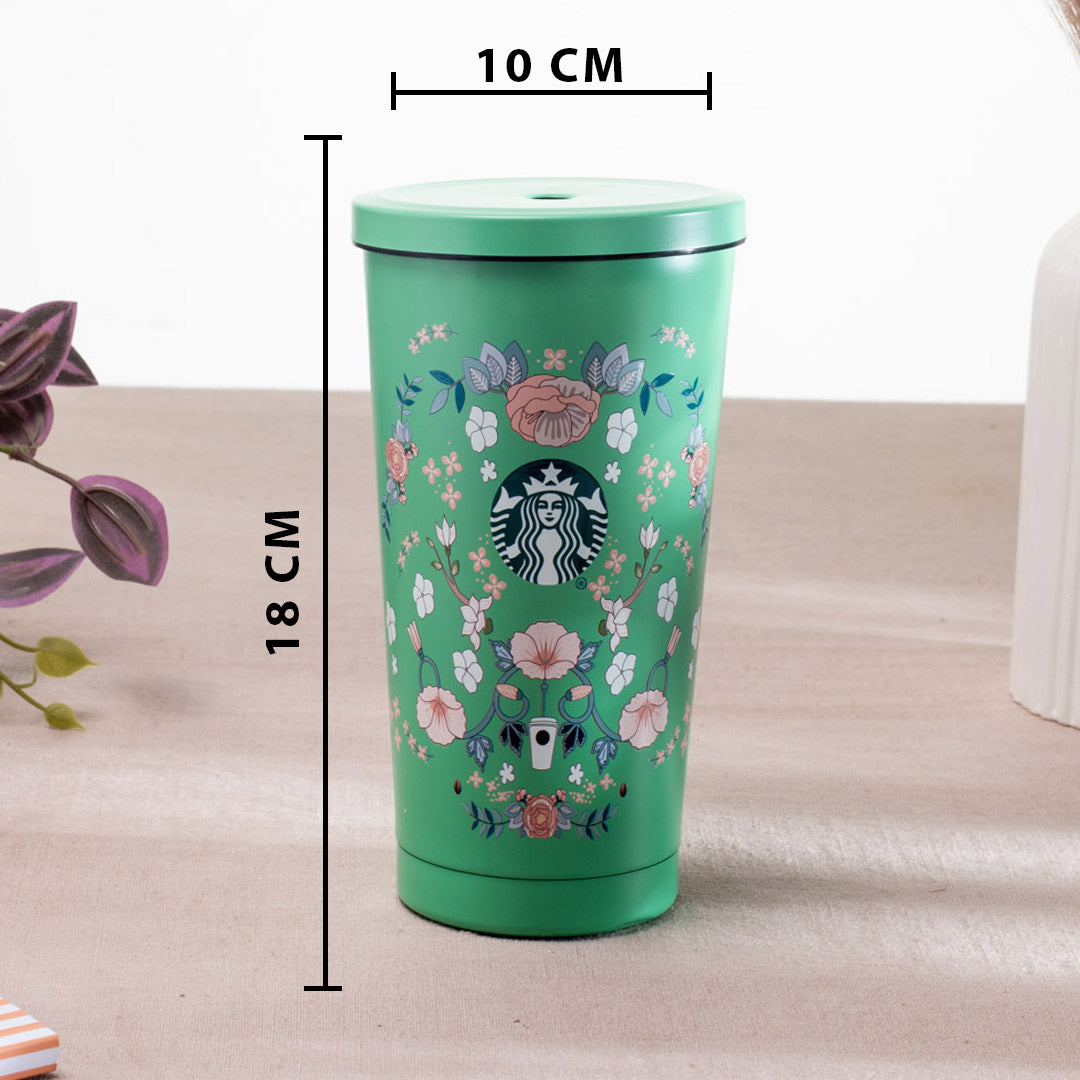Green Starbucks Vacuum Insulated Tumbler - Anti-Rust Metallic Body with Straw (18x10 cm)
