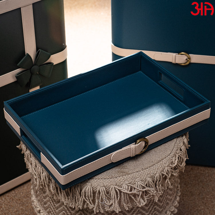 Vegan Leather Rectangular Serving Tray 38x26x6 cm