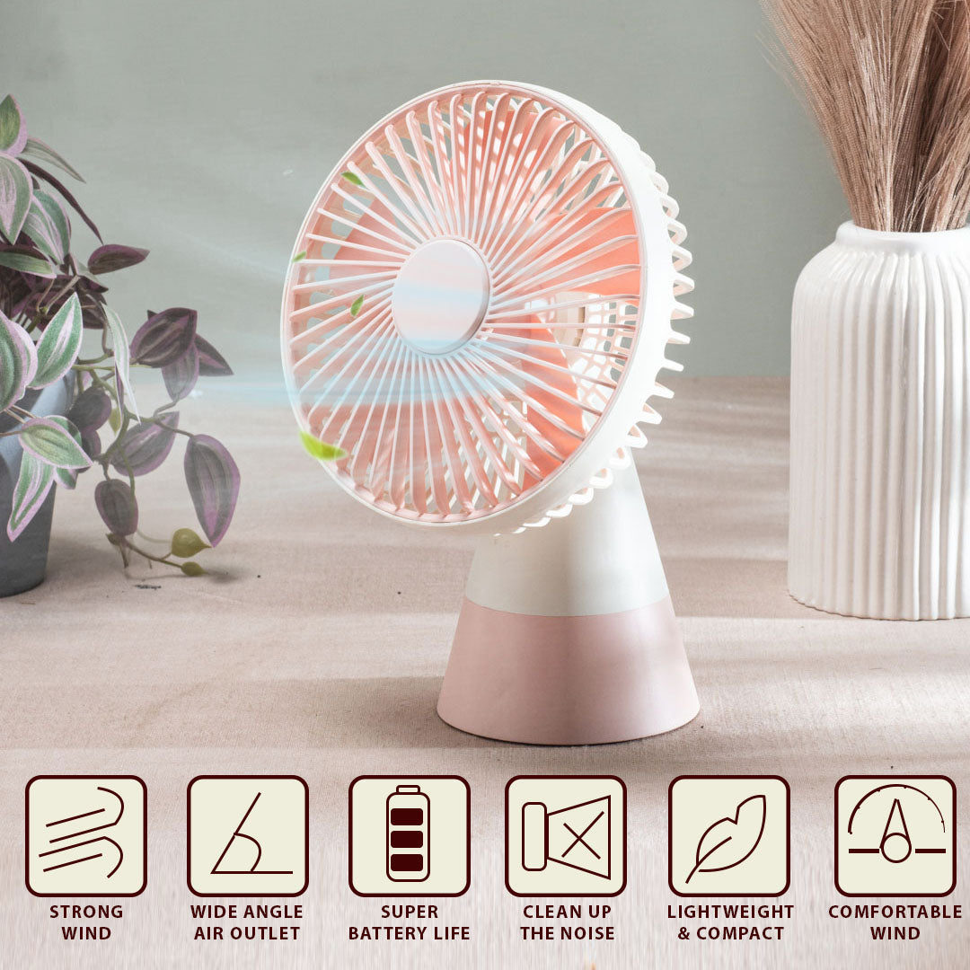 Desktop Table Fan – 16 x 24 x 10 CM-Pink Plastic Body