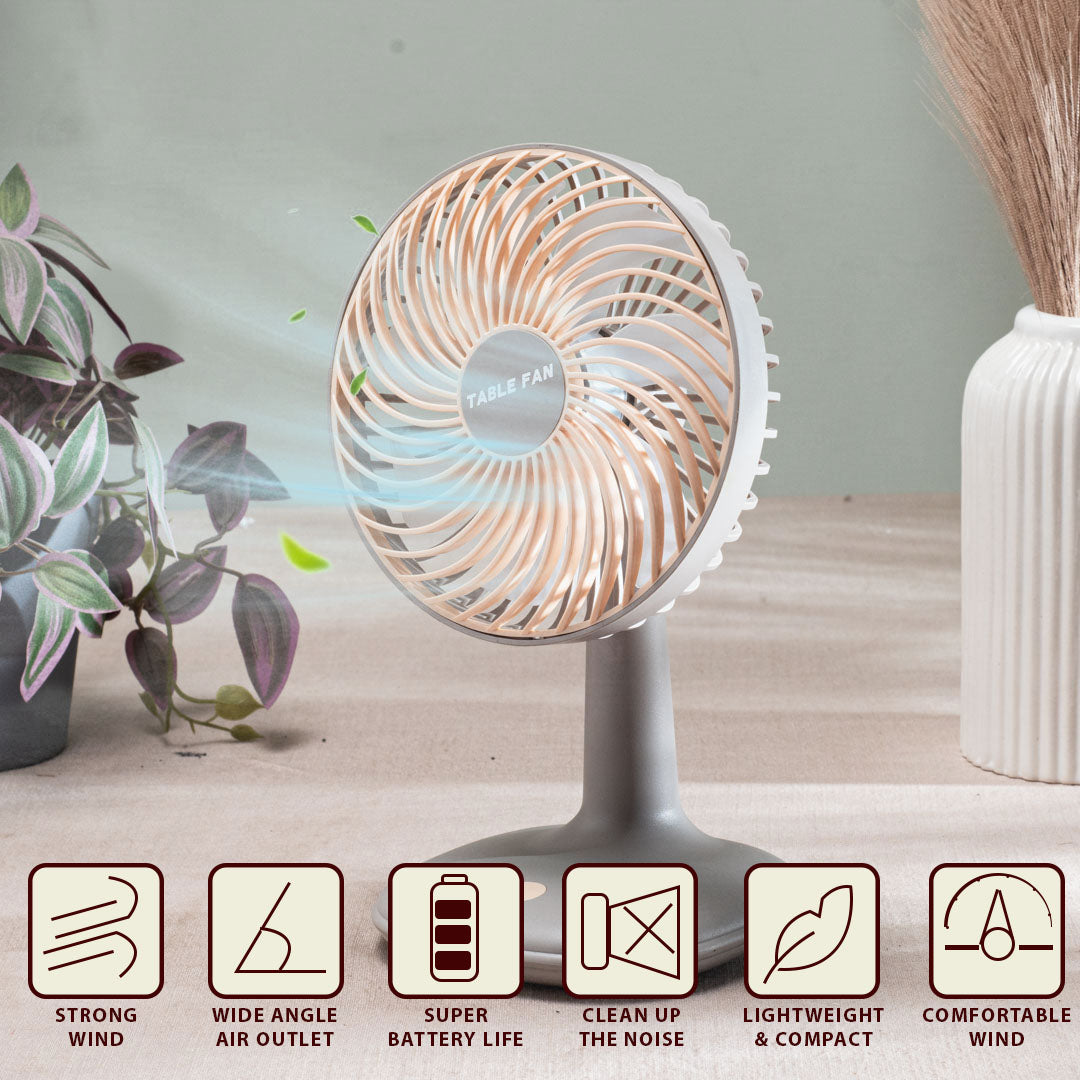 Portable Desktop Table Fan – 14 x 25 x 12 CM-Grey Plastic Body