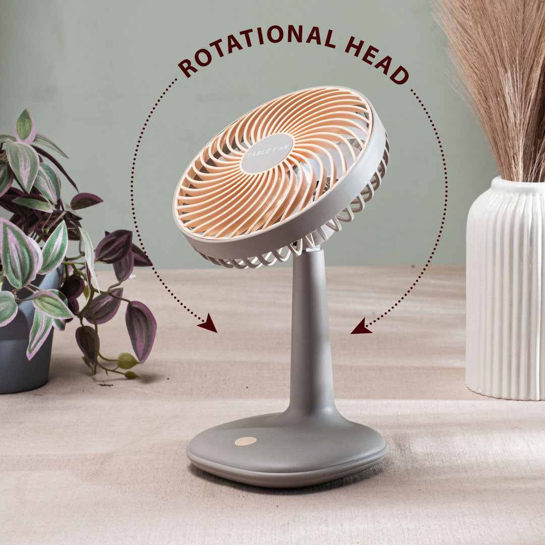 Portable Desktop Table Fan – 14 x 25 x 12 CM-Grey Plastic Body