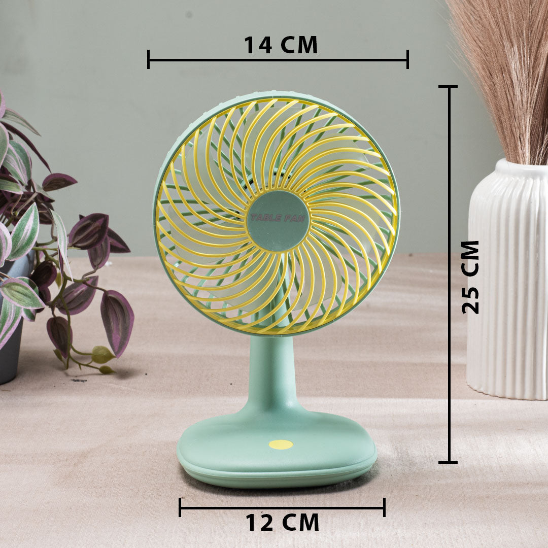 Portable Desktop Table Fan – 14 x 25 x 12 CM-Green Plastic Body