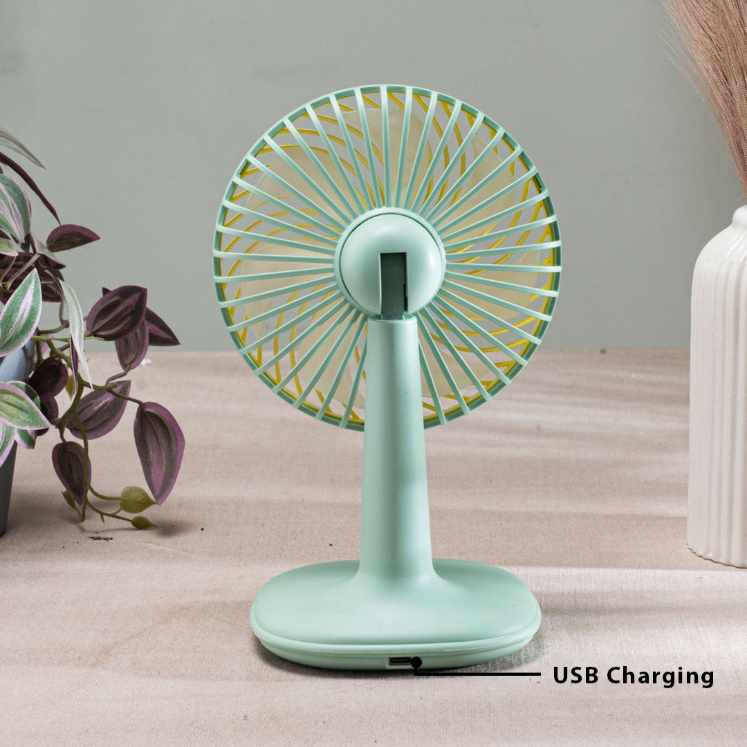 Portable Desktop Table Fan – 14 x 25 x 12 CM-Green Plastic Body