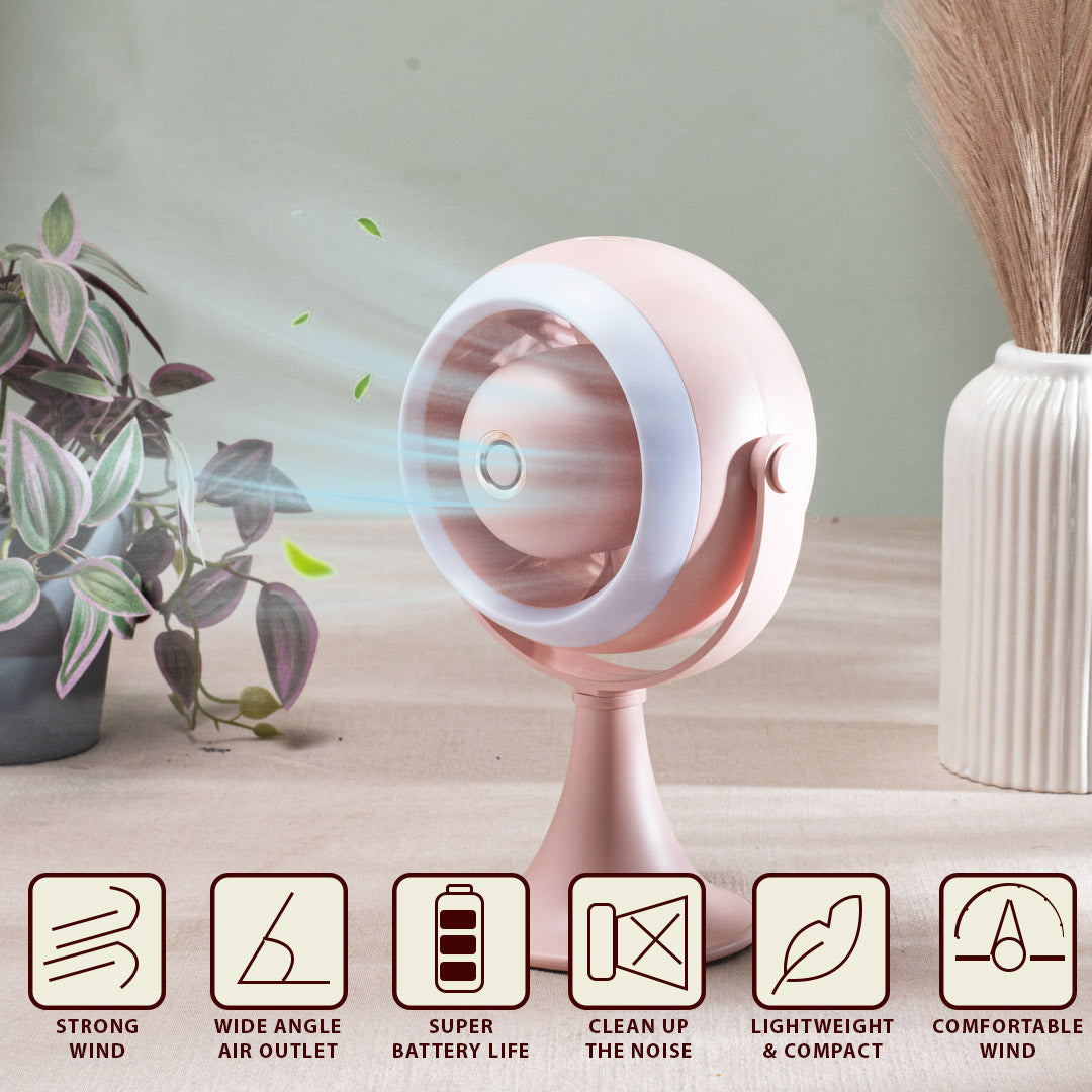 Portable Desktop Table Fan – 11 x 21 x 10 CM-Peach Plastic Body